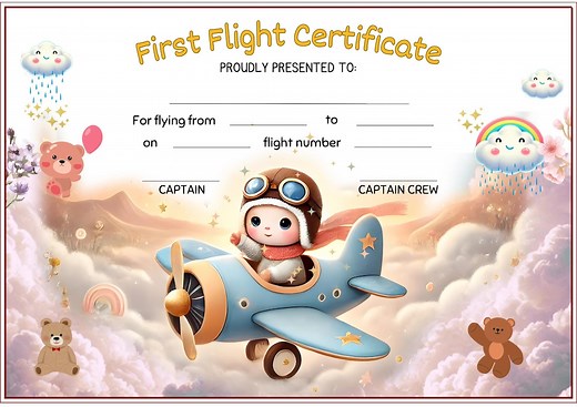 Baby’s First Flight Certificate Instant Download: Printable Travel Milestone - Etsy