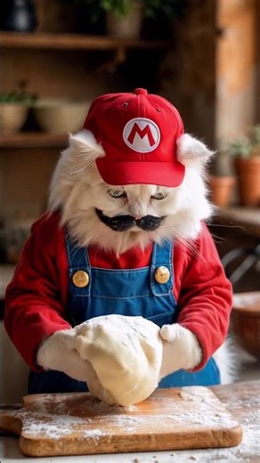 Mario Cat Is Ready to Bake the Perfect Pizza 🍕🐱