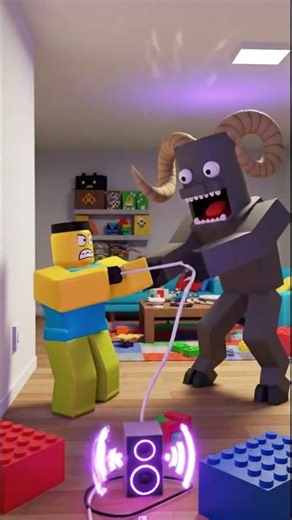 Noob vs Demon LOUD MUSIC Destroyed Our Roblox House #roblox