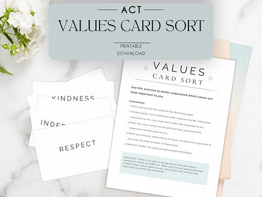 Values Card Sort: Therapy Aide for ACT (printable Download) - Etsy