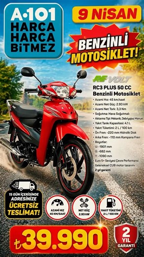 A101 Official April 9th ​​Weekly Catalog - Mobility Products | Volta VM5 Neo Three-Wheeled Moped