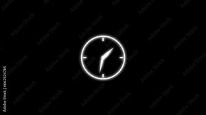 4k digital clock.Clock icon Countdown 24 Hour Day Fast Speed. Clock time rotation 360 UHD 3d Animation.