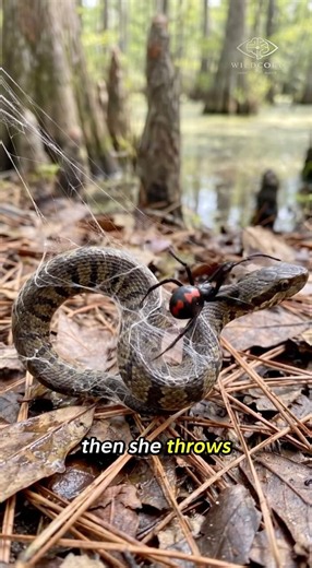 Black Widow Traps a Cottonmouth.