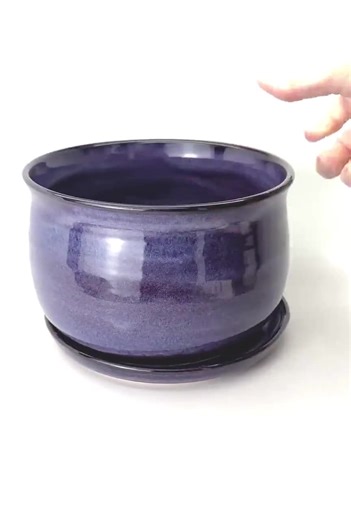 Handmade Purple Pottery Planter With Saucer: Wheel Thrown Ceramic - Etsy