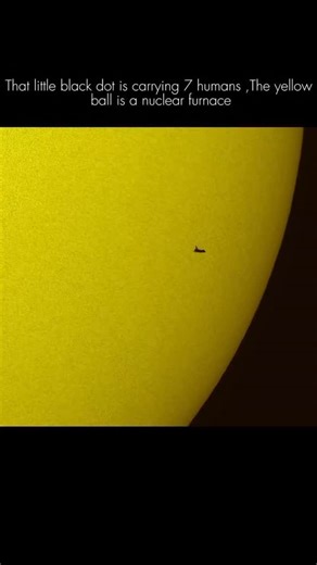Astronomy|astrophile|cosmos on Instagram: "The boldest silhouette in history. This incredible image captures the Space Shuttle Atlantis passing directly in front of the Sun on May 12, 2009. It was taken from the ground in Florida by photographer Thierry Legault, just before the crew grabbed the Hubble Space Telescope for its final repair mission. Why is this shot so hard to get? Speed. The Space Shuttle orbits Earth at 17,500 mph. From the photographer's perspective, the shuttle zips across the 