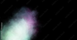 Multicolor cloud on black background. Nebula smoke with copyspace. Smoke effect