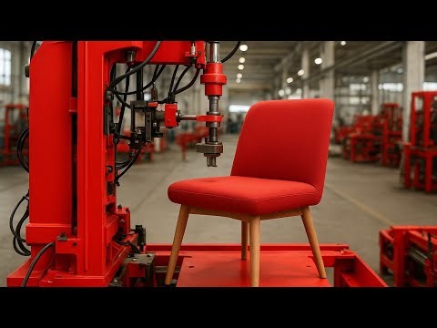 “Amazing Chair Making Machine Working in Factory | Red Chair Production 2025”