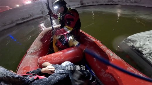 No filters. No narration. Just the view from a Charlotte firefighter’s helmet. This is the moment our crews reached a driver stranded in a pickup truck that had gone off the road and into a retention pond near Jerimoth Drive and Cuddington Drive. With the cab taking on water, the driver climbed into the bed of the truck and waited as firefighters worked in the dark, in cold water, to bring them to safety. The driver was freed at 8:25 p.m., and the rescue was completed just minutes later. This is