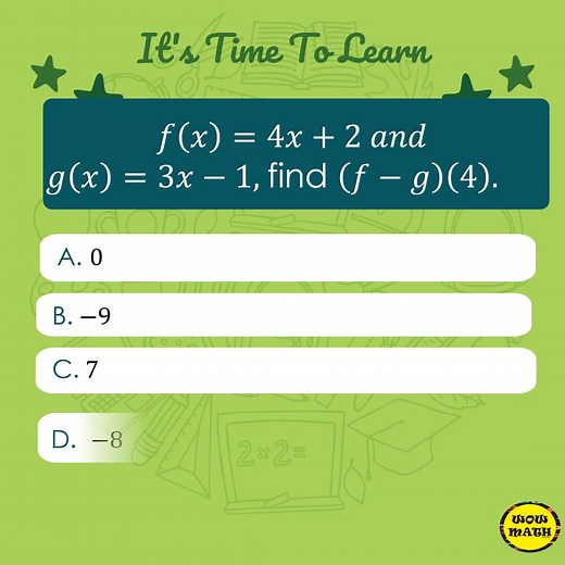DAY 6 || QUIZ TIME - GEN MATH || Operations on Functions #questionnumber4 #SHS2023 #GenMath #QuizTime | WOW MATH
