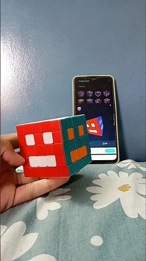 how to make geometry dash design in 5x5 Rubik's cube using cube solver app #cubesthings #trending