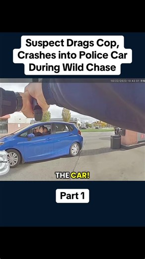 Part 1 - Suspect Drags Cop, Crashes into Police Car During Wild Chase\t#cops #copsoftiktok #police #bodycam #crime