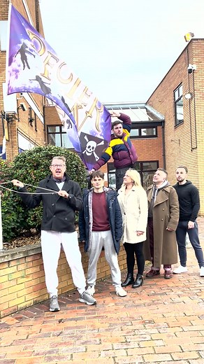 4.9K views · 26 reactions | Huzzah! The cast of Peter Pan raised the flag this morning to celebrate the first day of rehearsals! ‍☠️ Not long now - show opens Thursday 15th! ✨ #PeterPanCresset #pantomime | The Cresset | Facebook