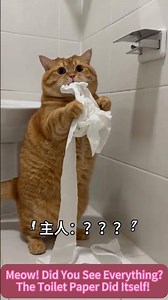 萌宠计划：“喵！你咋来了？你都看见了？厕纸真不是我咬的！"猫猫抓包现场🐱🧻Meow! Why Are You Here? The Toilet Paper Did Itself! Cat Caught