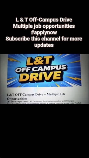 L&T Off Campus Drive 2026 | Associate Engineer Trainee #job #jobsearch #freshers #shorts #trending