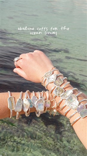 THE piece of jewelry every ocean lover needs for this summer. Non-tarnish and sturdy so you can wear your jewelry on every adventure. Handmade in my home studio using high quality silver. #oceanlovers #mermaidjewelry #handmadejewelry #abalonejewelry #abalonecuff
