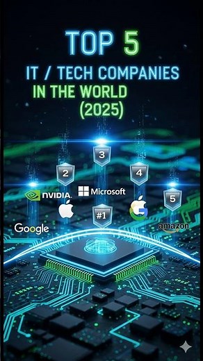 🌍 Top 5 IT / Tech Companies in the World 2025 🚀 NVIDIA, Microsoft, Apple, Google & Amazon Ranked!
