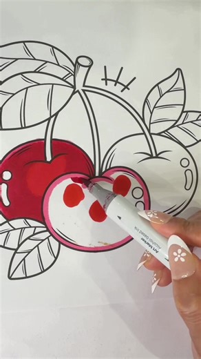 Cherry Coloring Tutorial for Relaxation and ASMR