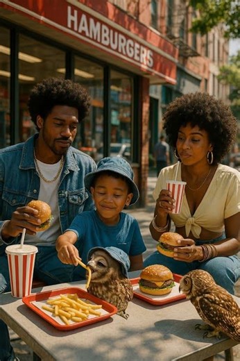 The owls' feeding performance. #warm #animals #funny