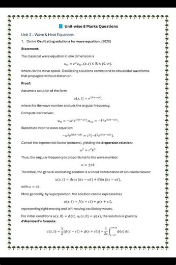 DERIVE OSCILLATING SOLUTIONS FOR WAVE EQUATION | MSC 4TH SEMESTER | MOST IMP THEOREM #msc #exam