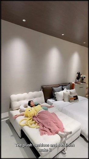 This Stylish Sofa Transforms into a Bed in Seconds – Perfect for Small Spaces! #interiordesign