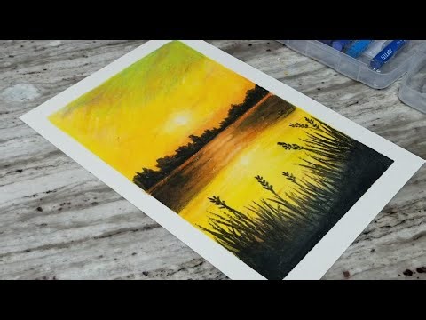 How to paint a sunset lake landscape | Soft pastel tutorial for beginners