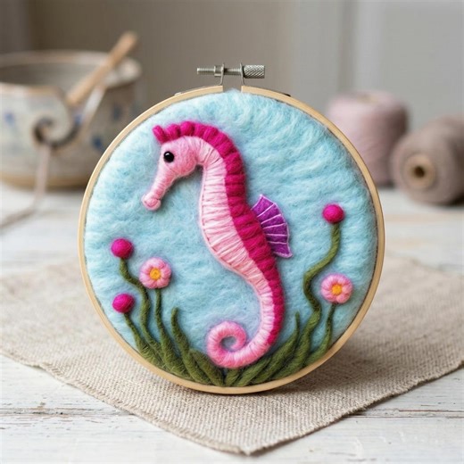 Seahorse Wall Art, Ocean Nursery Decor, Pink Seahorse Hoop Art, Sea Life Decor - Etsy