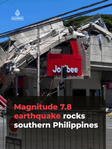 At least 15 people were killed and 129 injured in a magnitude 7.8 earthquake that struck the southern Philippines, with tsunami warnings across the coastlines. Children gathered in the courtyard of a Digos elementary school swayed as the ground shook and a metal awning caved in.