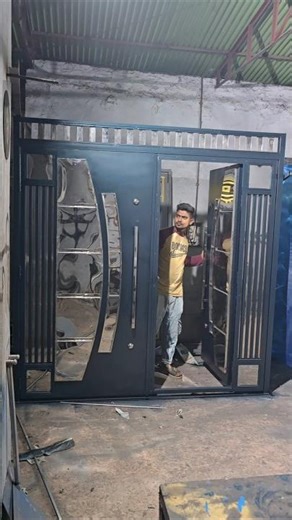 SS + MS Folding Main Gate Design 🔥 Modern Luxury Steel Gate #shorts