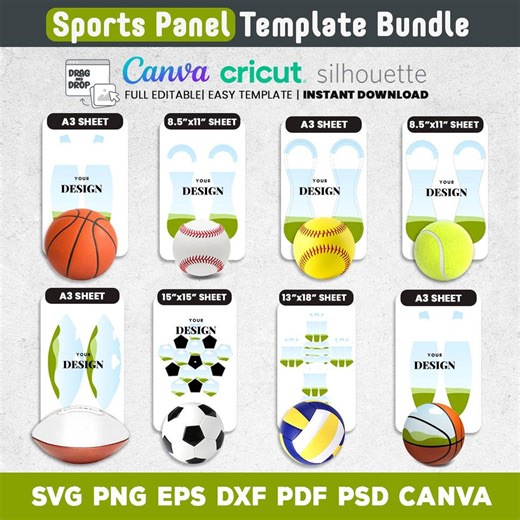 Sports Panel Template Canva Bundle, Football Panel, Basketball, Volleyball Panel, Soccer Panel, Baseball Panel, Svg Bundle, Printable - Etsy