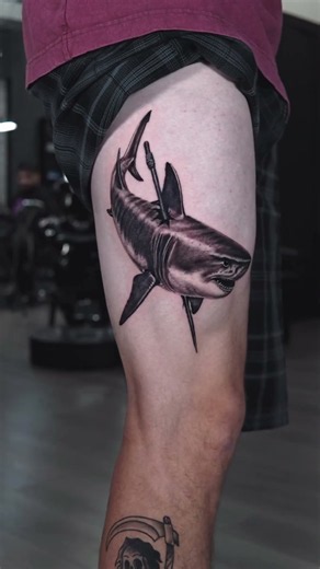 Insane Black & Grey Shark Tattoo by @bryanrios.art92 🦈🔥