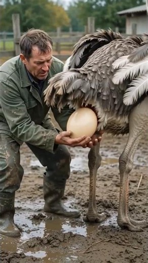 How Ostrich Farmers Harvest Giant Eggs by Hand 🥚😱 | Amazing Ostrich Farming & Egg Collection Process