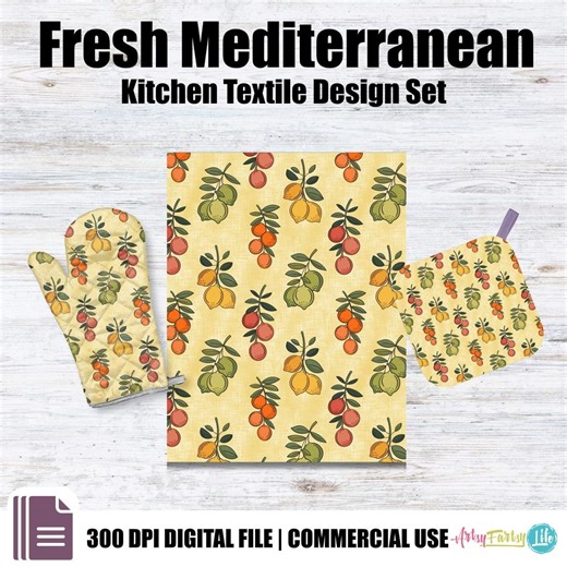 Mediterranean Citrus Seamless Pattern, Lemon Orange Kitchen Tea Towel Surface Design, Commercial Use Repeat File - Etsy