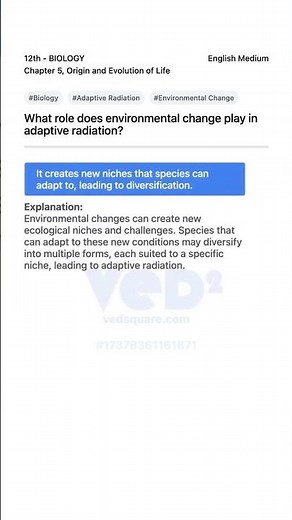 Environmental Changes Role in Adaptive Radiation Biology 12th