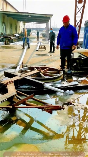 Worker Collaboration Outdoor Factory Large Equipment Installation Work