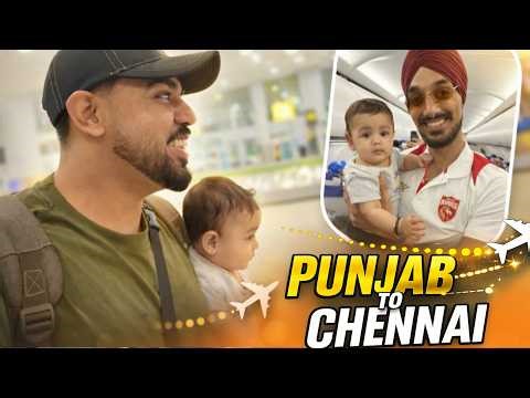PUNJAB TON CHENNAI TRAVEL VLOG || SURPRISE MEETING WITH PUNJAB KINGS TEAM IN FLIGHT