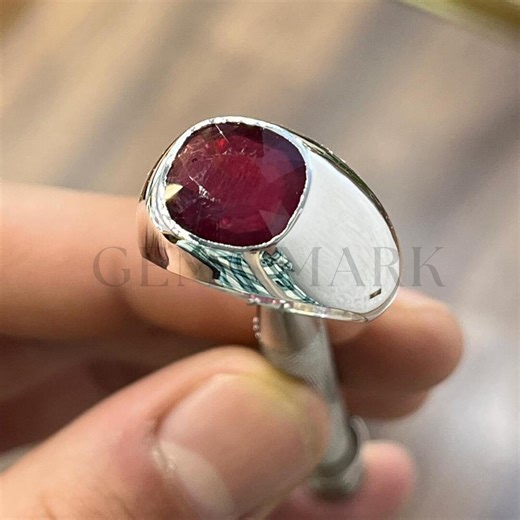 Men's Natural Ruby Ring | Sterling Silver Handmade Gemstone Jewelry - Etsy