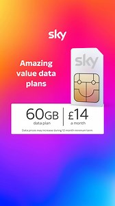 51K views | BIG DATA, Small Prices, Get 60GB of data for only £14 a month on Sky Mobile! 朗 | Sky | Facebook