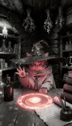 Wizard Cat Casts Fire Pillar… Too Powerful