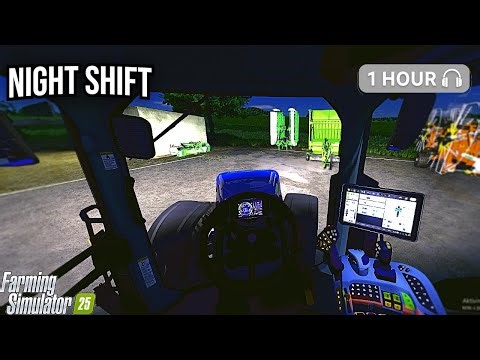FS25 | Night Shift | New Holland T8 | 1 Hour PURE SOUND ASMR | Ultra Realistic 4K