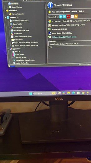 Using Winaero Tweaker on Windows 11 25H2