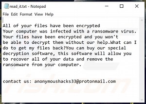 Anonymoushacks Ransomware