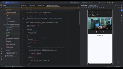 🚀 Excited to share my new project: A Live TV Streaming App built with Flutter! Body: I'm thrilled to present a project I developed: a functional Live TV streaming application built entirely with Flutter. This app is designed to fetch and play live M3U8 video streams, offering users a seamless and real-time viewing experience. Building this project was a fantastic learning opportunity, allowing me to dive deep into: Cross-platform development with Flutter Integrating and managing video player pa