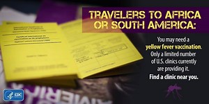 Need yellow fever vaccine for your next trip? Because US-licensed yellow fever vaccine (YF-Vax) is out of stock, a limited number of clinics in the US are offering a safe and effective alternate vaccine, Stamaril. Visit https://go.usa.gov/xQc3z for more info and to search for a Stamaril clinic near you. | CDC Travelers' Health