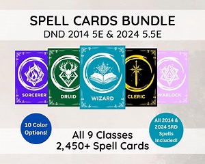 Ultimate Dnd 5e Spell Cards Bundle: 2450  Printable PDF Spellbook (all Classes 2014 & 2024) - Etsy