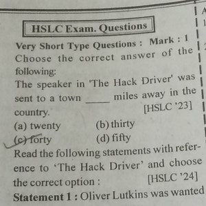 HSLC Exam. QuestionsVery Short Type Questions : Mark : 1 Choos... | Filo