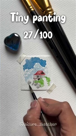 minipainting number 27 🌼miniature art watercolor small paintings #art #watercolor #fup #explorepage