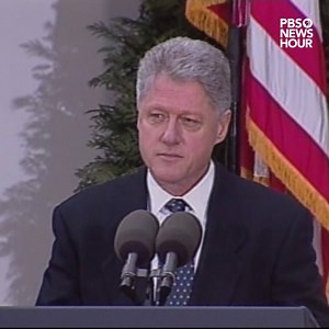 39K views · 280 reactions | WATCH: On this date 20 years ago, the U.S. Senate acquitted President Bill Clinton on two articles of impeachment: lying under oath to a federal grand jury and obstruction of justice in hiding his affair with Monica Lewinsky. After the Senate vote, Clinton said again that he was "profoundly sorry" for "what I said and did to trigger" the events that led up to the impeachment and trial. | PBS NewsHour | Facebook