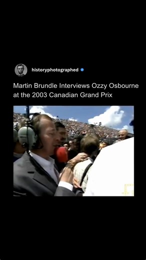 One of the most chaotic and unforgettable moments in F1 gridwalk history: Martin Brundle tries to make sense of Ozzy Osbourne’s mumbled replies at the 2003 Canadian GP. A clash of speed, rock, and live TV mayhem. RIP to the Prince of Darkness, a true original. | History In Pictures