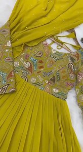 *CODE* : 8990 *COLOR*. : Yellow *GOWN* *#FABRICS* : GEORGETTE *#WORK* : EMBROIDERY SEQUENCE CODING WORK CANVA ATTACHED *#INER* : MICRO *#ZIPER*. : YES *#likesforlike *WEIGHT* : 1 KG *FULL STITCHED* *PRIME QUALITY* *100%QUALITY* On order | Bliss Bridal Collection | Facebook