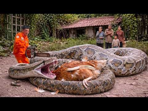 Dangerous Encounter Giant Python Attacks Chicken Near Old House | Abandoned House Horror Uncovered